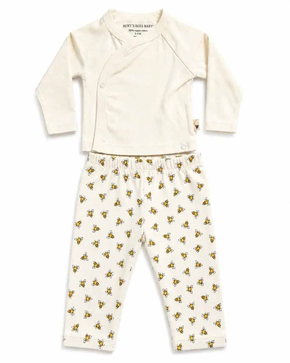 Burt’s Bees Baby 3-6M Organic Cotton Bee Print 2 Piece Outfit Top Pants